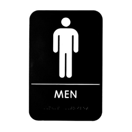 Alpine Industries Mens Braille Restroom Sign, Black/White, ADA Compliant, 6x9, PK10 ALPSGN-3-10pk